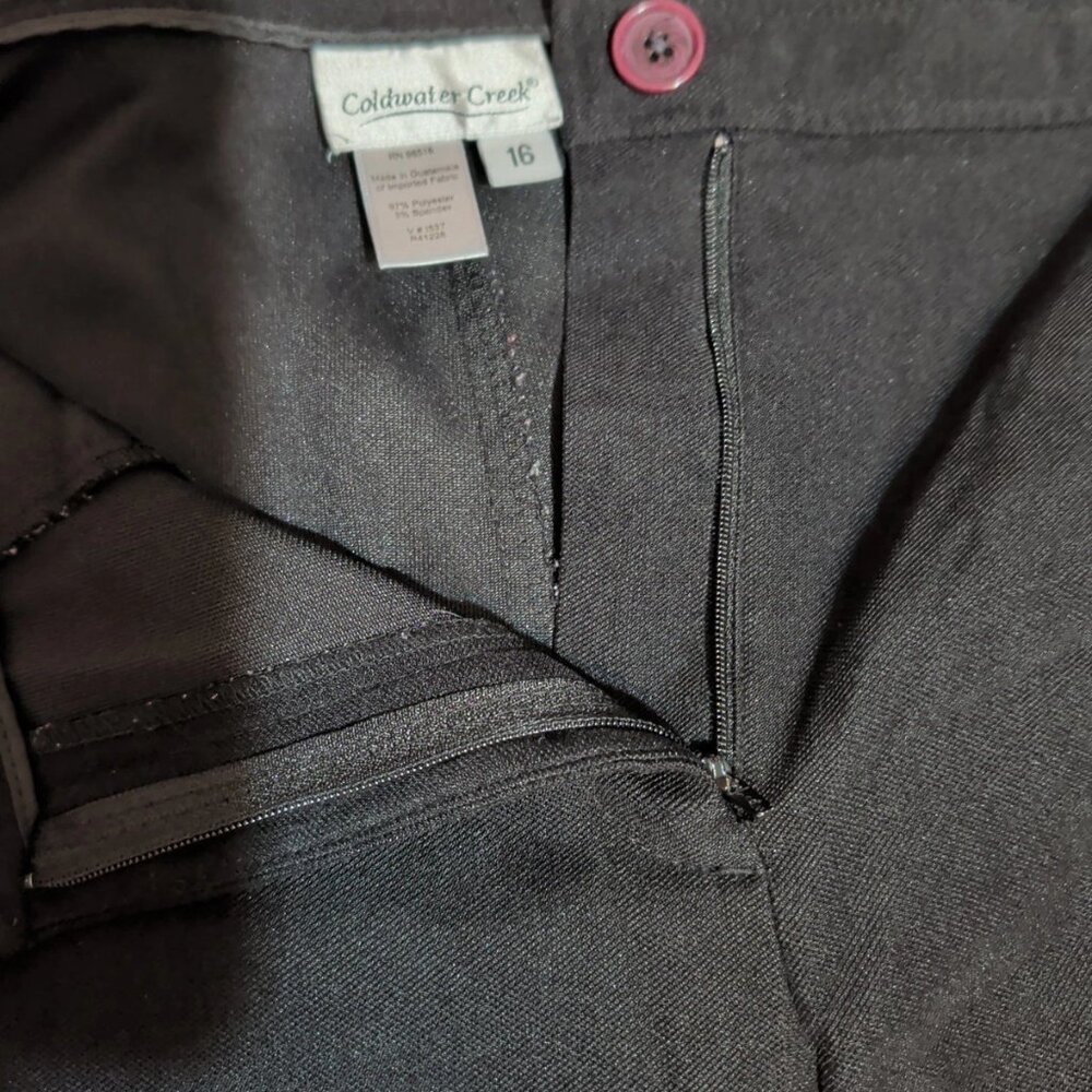 ❤️Coldwater Creek Black Zip Stretch Pants Straight Leg Classic Fit Size 16❤️ - Picture 6 of 9